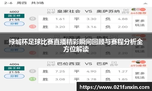 绿城杯足球比赛直播精彩瞬间回顾与赛程分析全方位解读